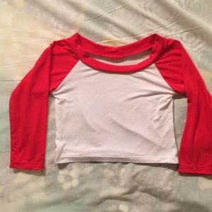 NWOT Sirenaz By Lyla 3/4 baseball style crop top